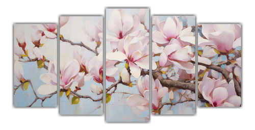 150x75cm Cuadro Abstracto Cinco Magnolias Flores Flores