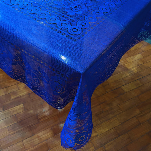 Toalha De Mesa De Fibra De Coco Retangular 10 Lug. 160x300 Cor Azul Royal
