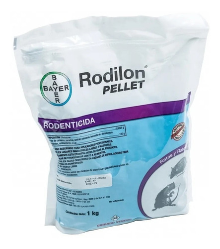 Imagen 1 de 6 de Veneno Raticida Rodilon Pellet Bayer X 1 Kg Laucha Rata