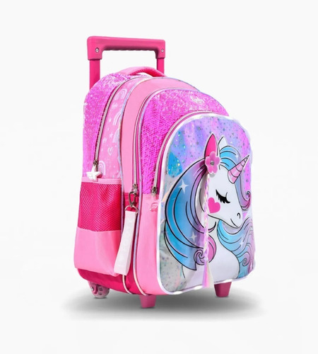 Mochila Carrito Sweet Unicornio 18'' Trenza C/ Luz Led Footy