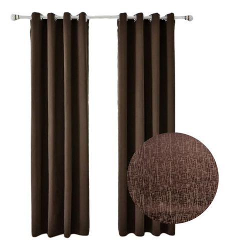 Cortina Con Aros En 2 Paños- 3mts Ancho X 2.30 Alto. - Choco
