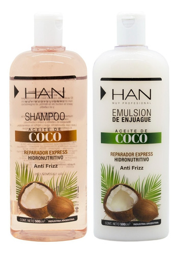 Han Coco Shampoo + Acondicionador Reparador Anti Frizz 