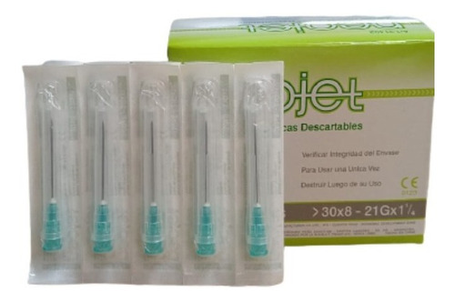 Aguja Descartable 30 X 8 X 100 Unidades Neojet (21gx1 1/4) Capacidad En Volumen 0 Ml