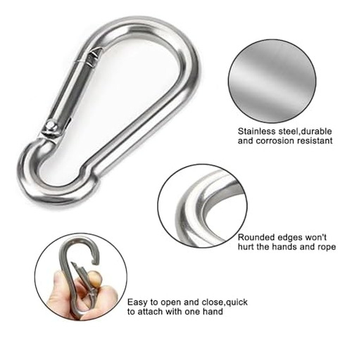 4 Ganchos De Resorte De Acero Inoxidable, Clips De Mosquetón
