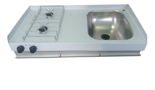 Mesada Acero Inox 120x40 Con Bacha Rectangular Y 2 Anafes