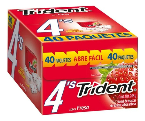 Goma Mascar Sabor Fresa Trident Chicles Sin Azúcar