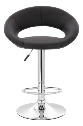 Set Dos Bancos Oval Para Barra Tapizado Pu Base Cromada Acabado De La Estructura Cromado Color Negro