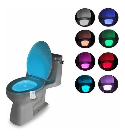 JESWELL LED Luz de Inodoro Luz con Detección de movimiento del sensor automático para cuartos de baño con niños WC luz nocturna Sólo activa en la oscuridad 8 Cambio de Color,Funciona con Pilas 