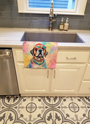Toalla Decorativa Mastín Hippie Dawg Para Cocina Y Baño