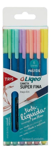 Caneta Hidrográfica 0.4 6 Cores Pastel Liqeo Tris