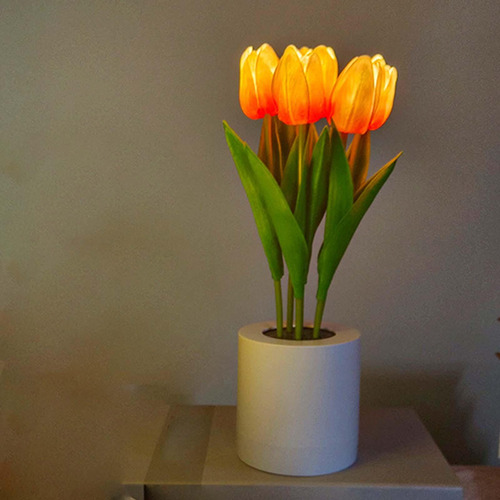 Night Light Flor Artificial Con Puerto Usb Centros De Mesa