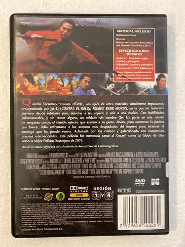 Dvd Original Heroe Hero Jet Li Maggie Cheung Zhang Ziyi (Usado)