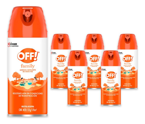 Repelente Off Mosquitos Insectos Familiar Camping 170ml X 6