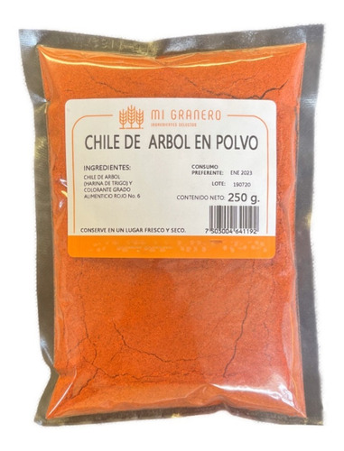 Chile De Árbol En Polvo 500 Gramos 