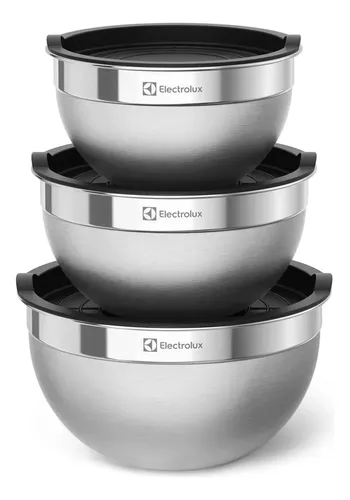 Electrolux Kit Bowls Tigelas em Inox com Tampa Plástica 3 Unidade...