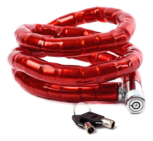 Imagen 1 de 5 de Candado Linga Piton Moto Bici 24mm X 1,2m Eslabones 2 Llaves