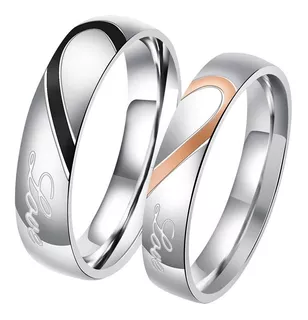 2 Anillos De Compromiso Para Pareja En Diseño Corazón Único