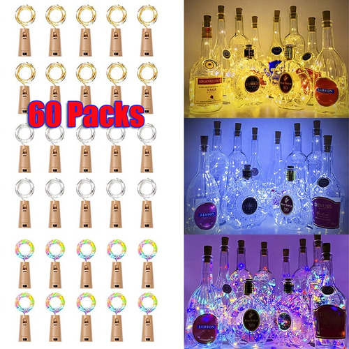 60packs 2m 20led Botella De Vino Luces Con Corcho 3colors