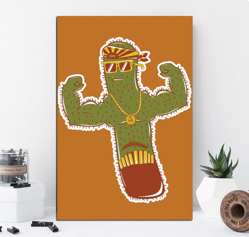 Cuadro 60x90cm Cactus Musculoso Cardon Funny Cartoon