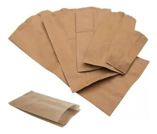 Bolsa Papel Madera Kraft Marron Delivery Envios N°5 X500u