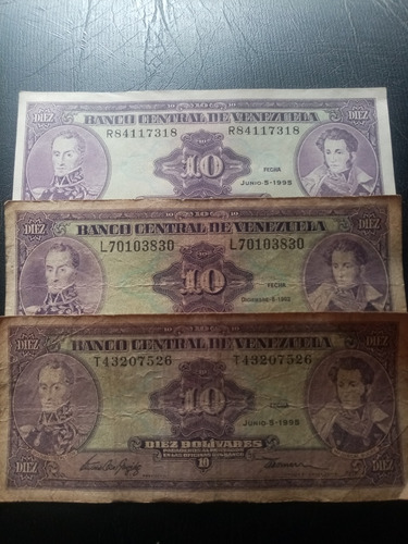 8 Billetes De 10 Bolivares Diferentes Fechas 1992,1995