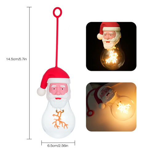 10 Bombillas Recargables Con Colgante De Papá Noel.