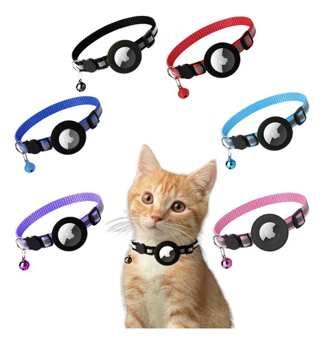 Coleira Airtag Com Refletor De Sino Para Cães E Gatos, Cor Azul-claro