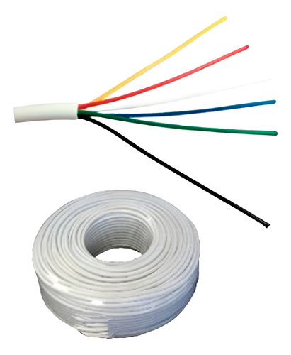 Cable 6 Hilos Awg 22 Para Alarma, Audio E Interforn 100 Mts.