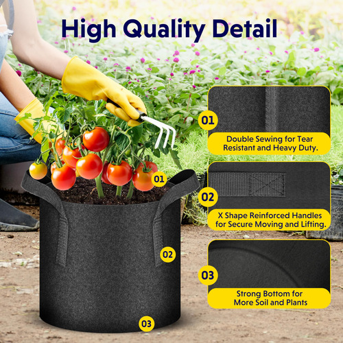 Grow Bags Ipower, Tela No Tejida De 2 Galones, Paquete De 10