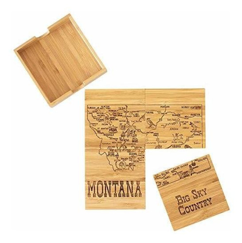 Totally Bamboo Montana State Puzzle Juego De Posavasos De Ba