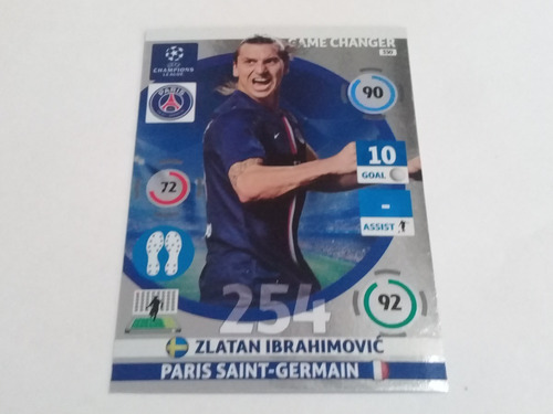 2 Cartas N° 330 Adrenalyn Xl 2014/15 Zlatan Ibrahimovic Psg