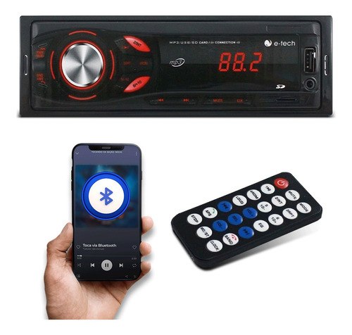 Toca Radio Automotivo Bluetooth Fm Carro Mp3 Player Usb Sd