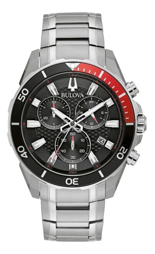 Reloj Bulova Clasico Sport Bl98b344 Original Time Square Correa Acero Bisel Bi-color Fondo Negro