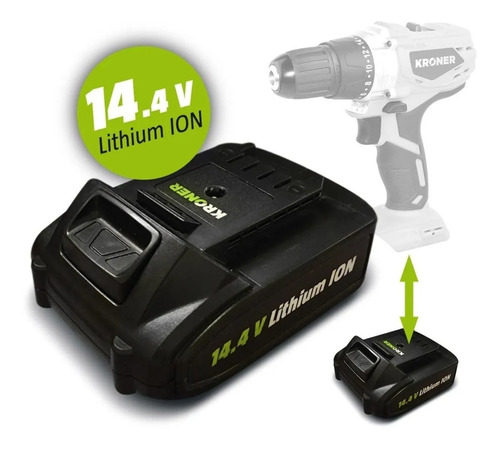 Repuesto Taladro Kroner Atornillador 14.4 Volts Color Negro