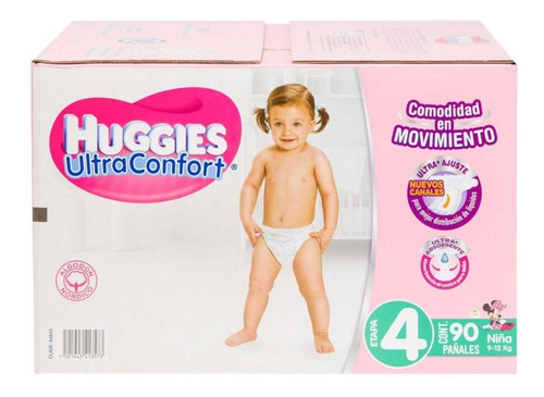 Pañales Etapa 4 Huggies Niña Ultraconfort Con 90 Piezas