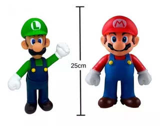 Bonecos Grandes Super Mario Bros E Luigi 25cm Coleção Kit