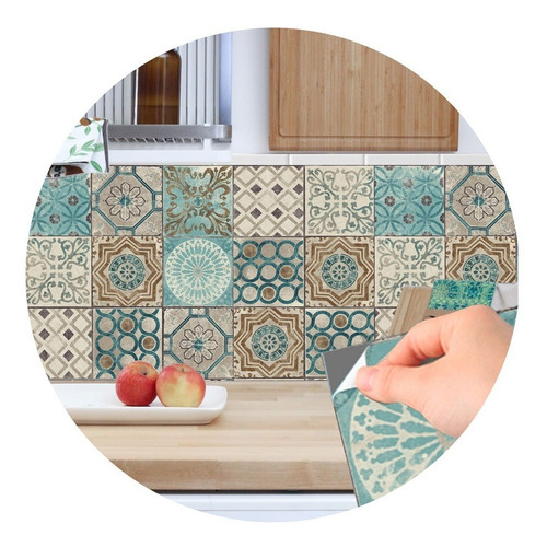 Vinilo Azulejo Mosaico Adhesivo 15x15 Cocina X 10u Laminado Color