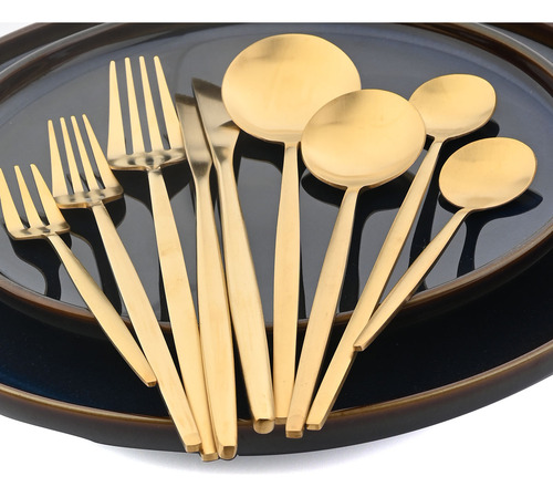 Juego De Cubiertos Dorados: Cucharas Doradas, Tenedores, Cuc