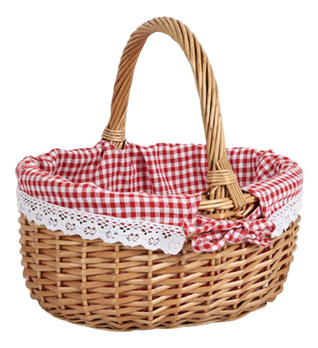 Cesta De Mimbre Para Picnic, Cesta De Almacenamiento, S Rojo