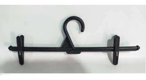 Imagem 2 de 7 de Kit 20 Cabides Saia Pregador Pressão Preta 34cm Reforçado