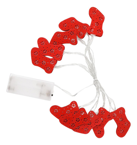 Cadena De Calcetines De Navidad Rojos Adorno 10 Led Para