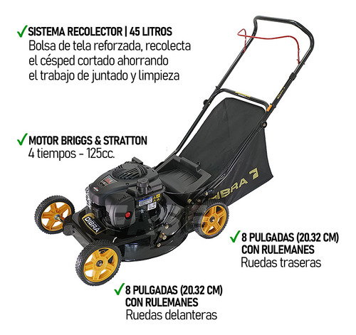 Imagen 2 de 7 de Corta Césped Nafta Dibra 4.5hp Chasis Acero Motor B&s 9 Pos