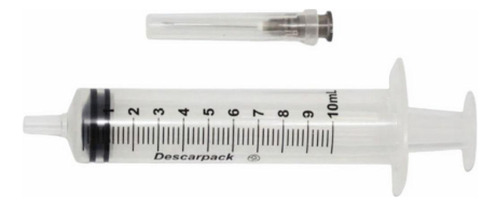Seringa 10ml Descartável C/ag 25x7 C/100 Un Descarpack