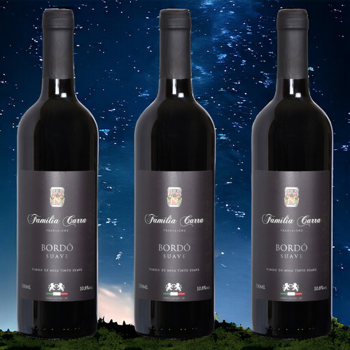 Kit 3 Vinhos Família Carra Tinto De Mesa Bordo Suave 750 Ml