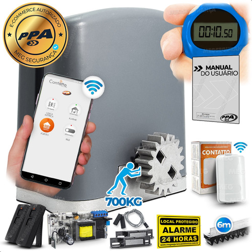 Kit Motor Portão Eletrônico Ppa Dz 700kg 6m Wifi App Cel