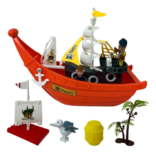 Navio Pirata Infantil Alto Mar C/ Cenário E Acessórios Barco