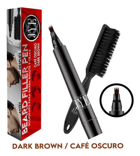 Pincel Bolígrafo Café Oscuro Para Barba Bigote Cejas Jye 