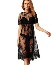 Comprar Salida De Playa Largo Piscina Moda Kimono Encaje Vacaciones