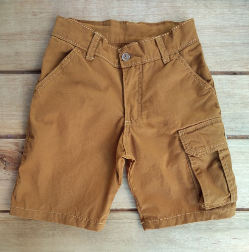 Bermuda Cargo Tiki Gabardina Beige Niño Infantil Talle2al16