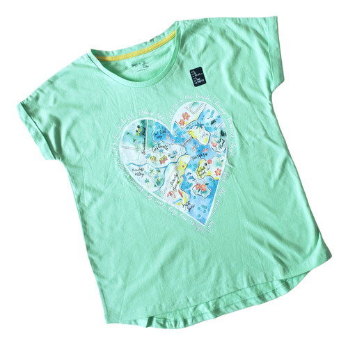 Blusa Niña Remera Gap Verde Corazon 10 Y 12 Años 